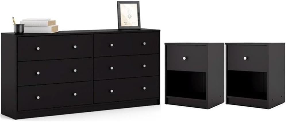 Home Square 3 Piece Bedroom Set with 6-Drawer Double Dresser - Canva Home