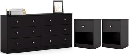 Home Square 3 Piece Bedroom Set with 6-Drawer Double Dresser - Canva Home