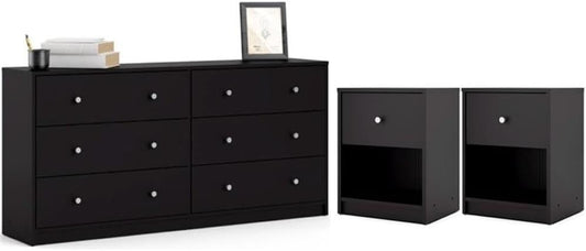 Home Square 3 Piece Bedroom Set with 6-Drawer Double Dresser - Canva Home