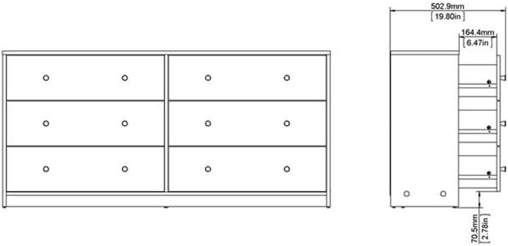 Home Square 3 Piece Bedroom Set with 6-Drawer Double Dresser - Canva Home