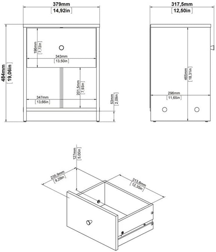Home Square 3 Piece Bedroom Set with 6-Drawer Double Dresser - Canva Home