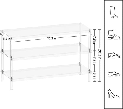 Aquiver 3-Tier Acrylic Shoe Rack