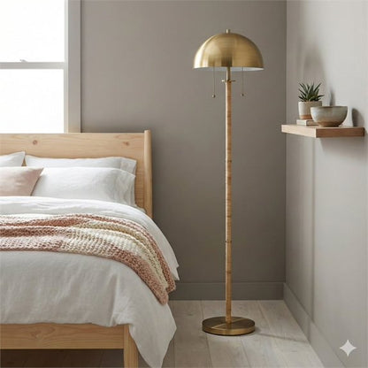 Star Two-Light Brass Metal Floor Lamp