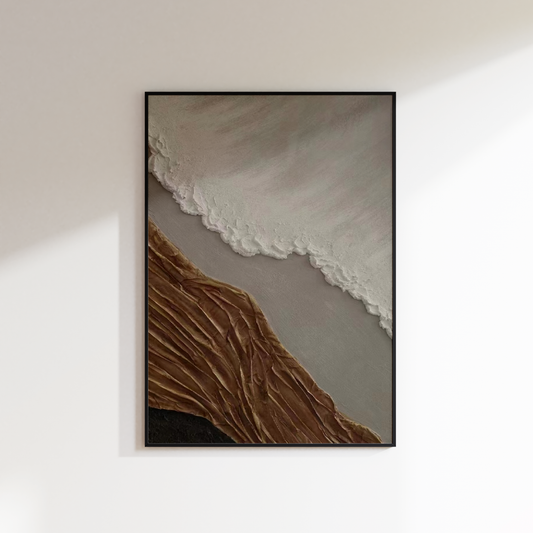 Textured Brown Wave Oil Painting