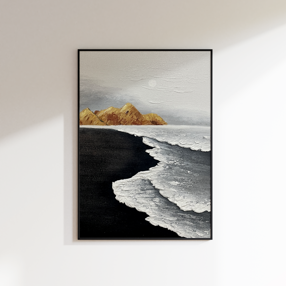 Dark Beach Oil Painting