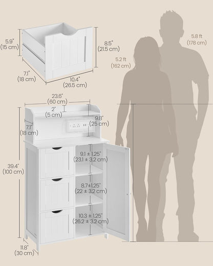 39.4" Tall Storage Cabinet with Power Strip