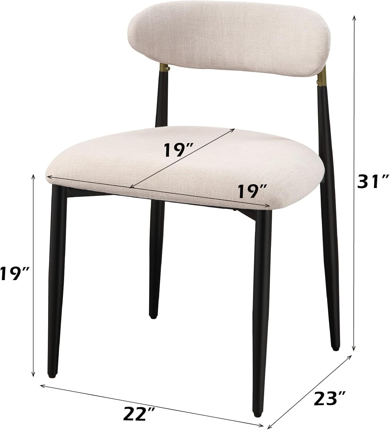 Upholstered Side Chair in Beige & Black