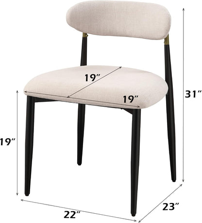Upholstered Side Chair in Beige & Black