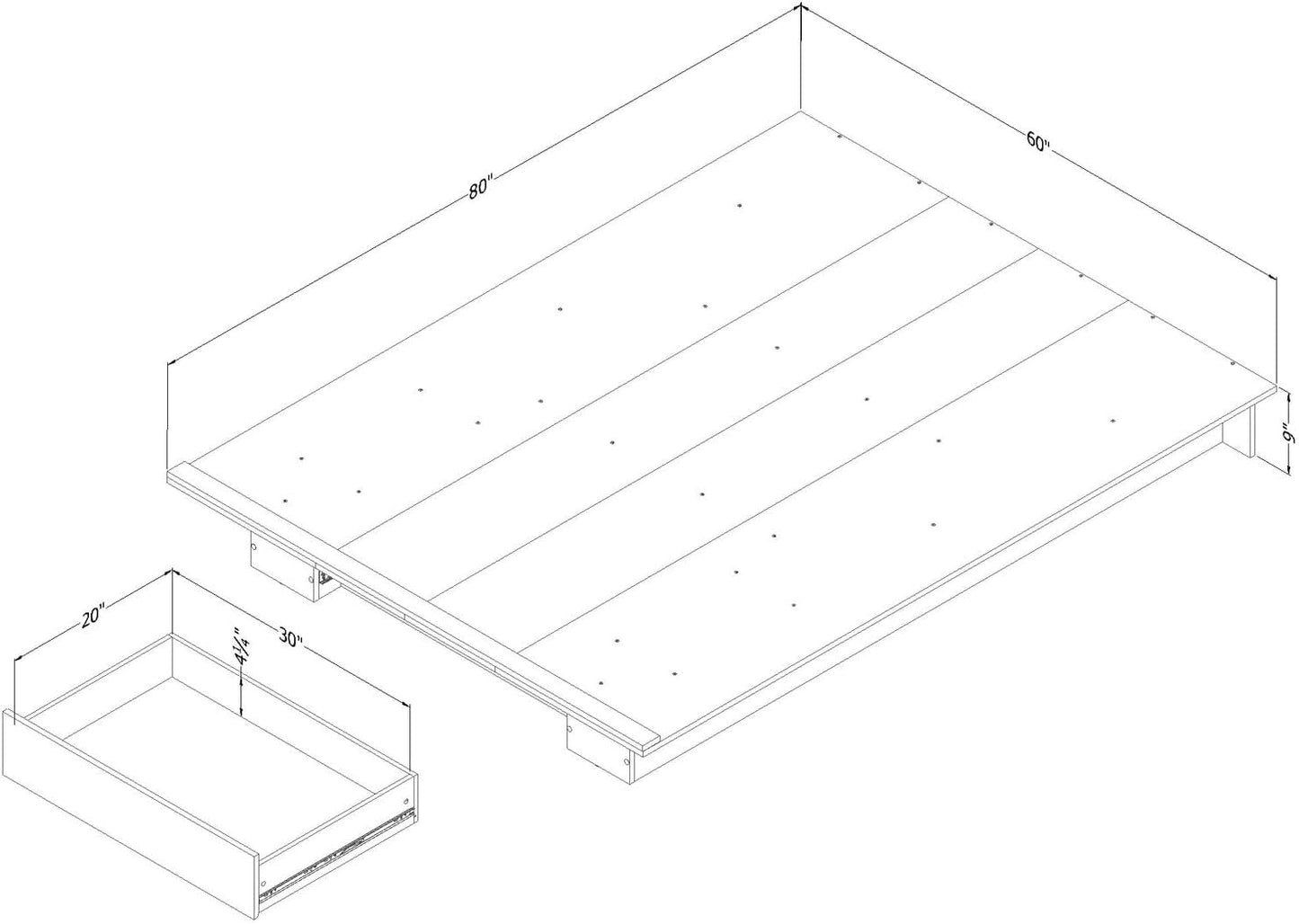 Holland Platform Bed (54/60''), Full/Queen