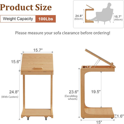 Aqimuele Wooden C-Shaped End Table