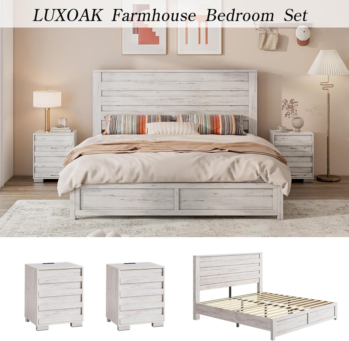 Luxoax 3 Pcs Bedroom Furniture Sets - Canva Home