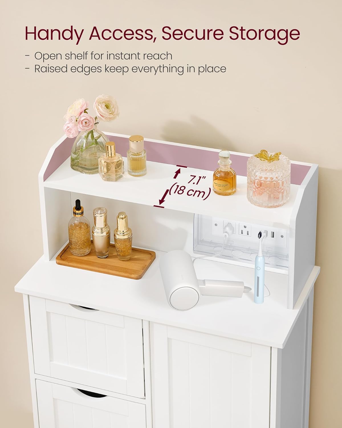 39.4" Tall Storage Cabinet with Power Strip