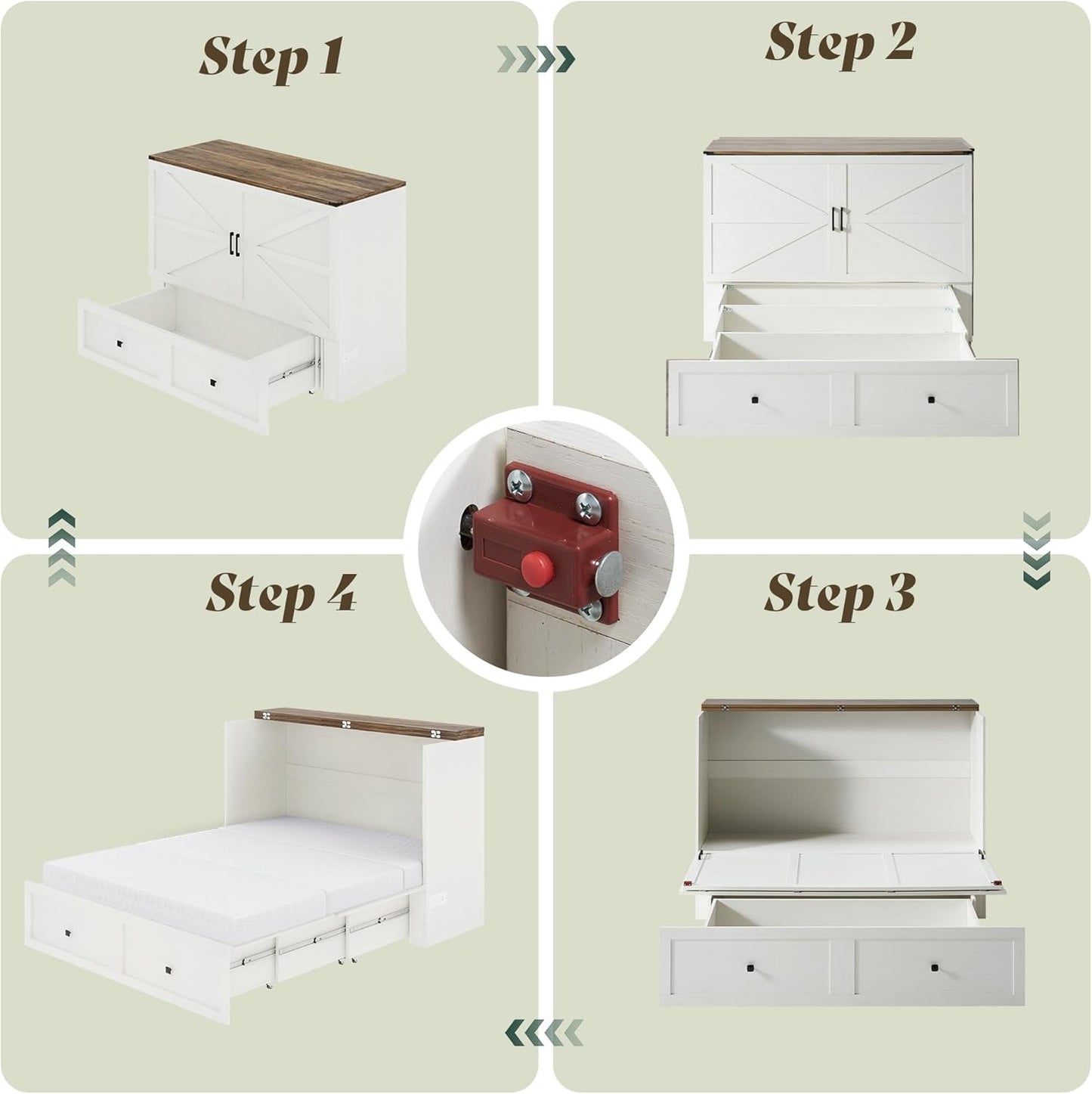 Queen Murphy Bed with 6" Tri-Fold Memory Foam Mattress