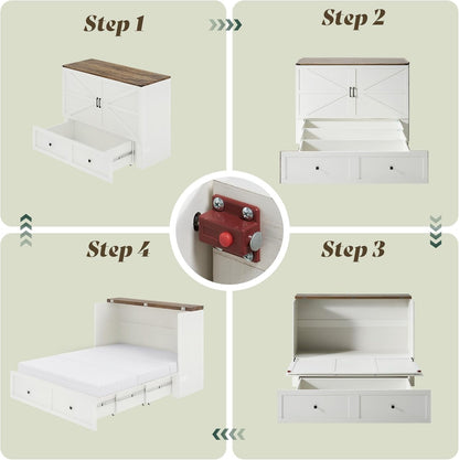 Queen Murphy Bed with 6" Tri-Fold Memory Foam Mattress