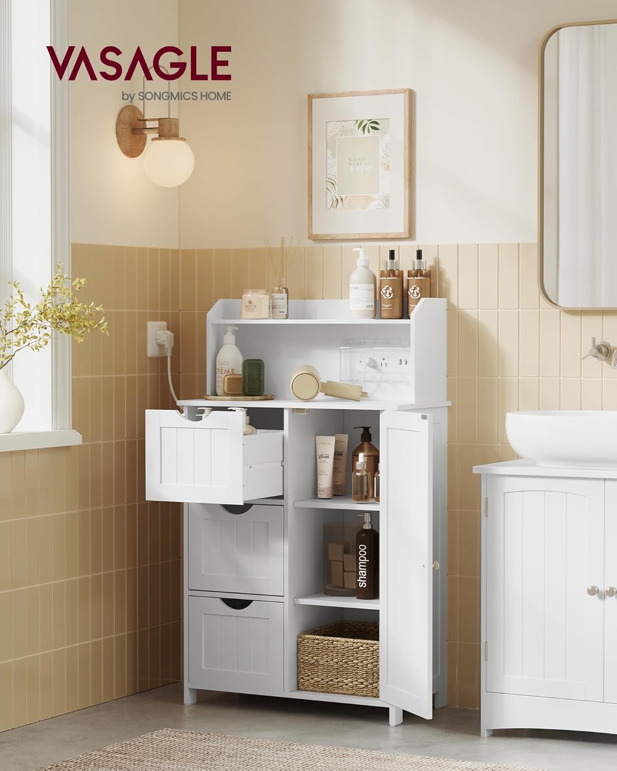 39.4" Tall Storage Cabinet with Power Strip