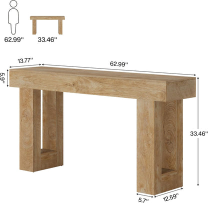 63-Inch Long Console Table Wooden Rectangular Sofa - Canva Home