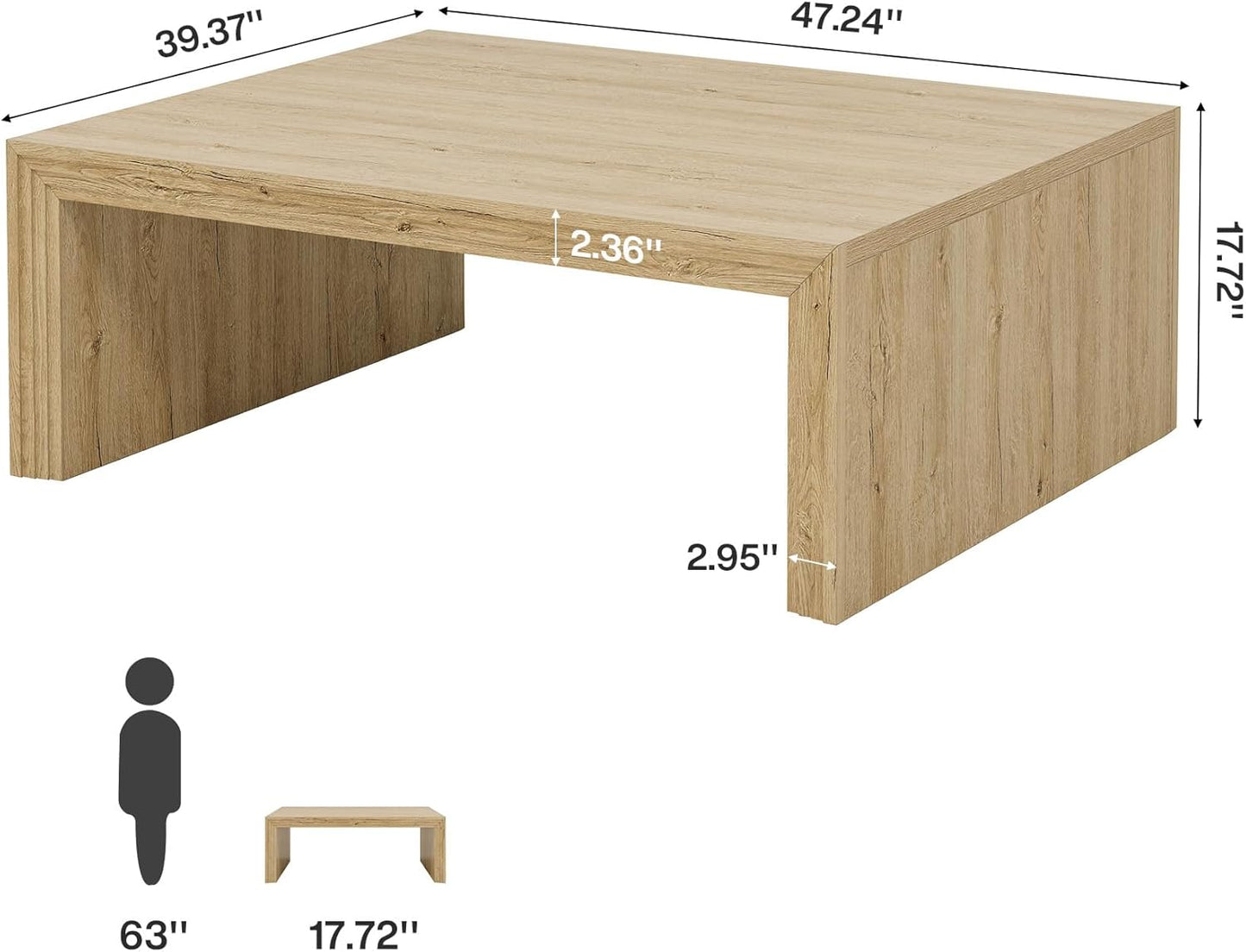 47-Inch Rectangle Coffee Table - Canva Home