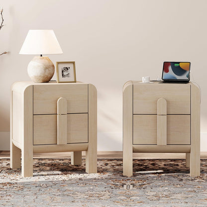 23.7" Tall Beige Nightstands Set of 2