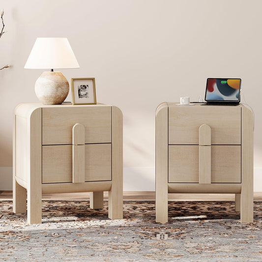 23.7" Tall Beige Nightstands Set of 2 - Canva Home