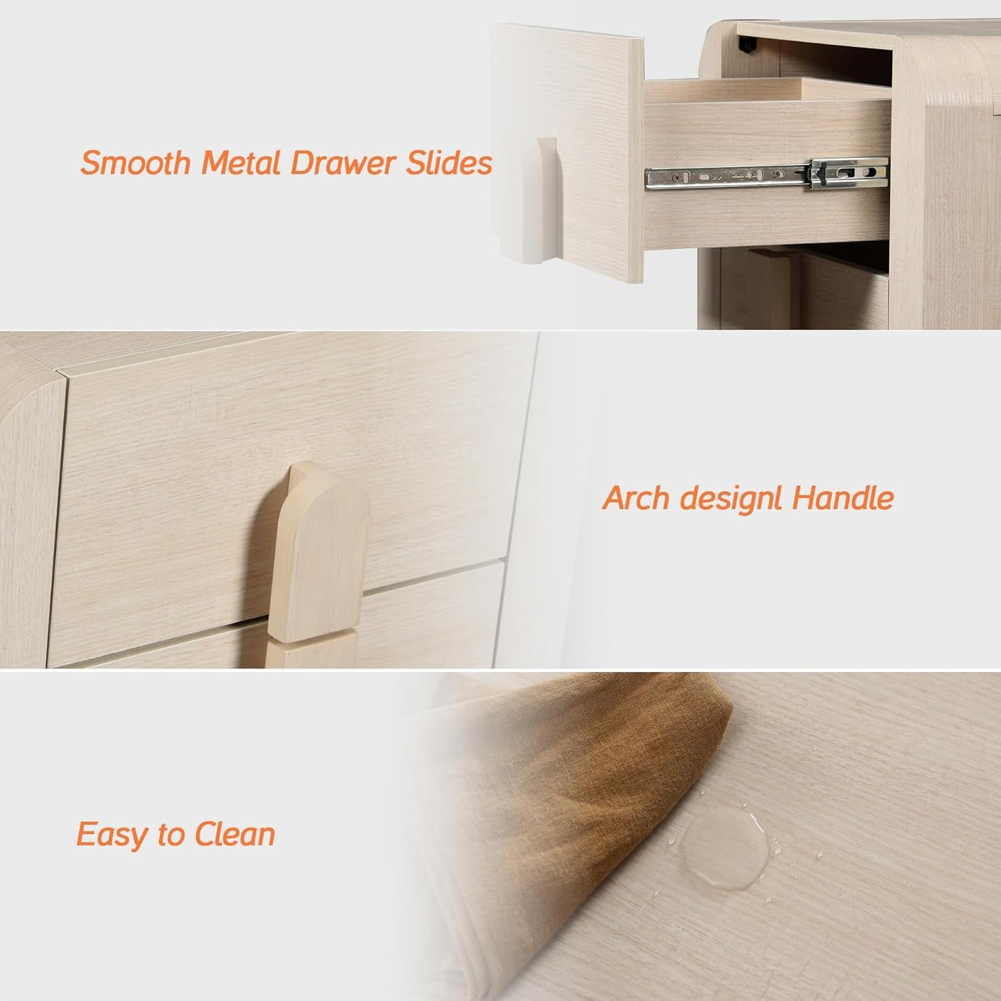 23.7" Tall Beige Nightstands Set of 2