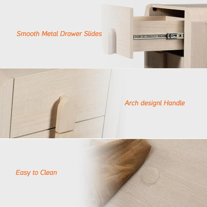 23.7" Tall Beige Nightstands Set of 2