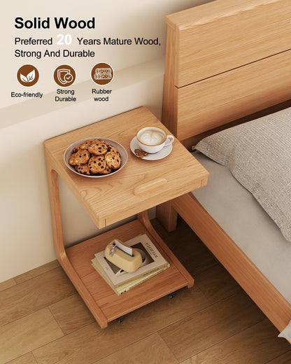 Aqimuele Wooden C-Shaped End Table