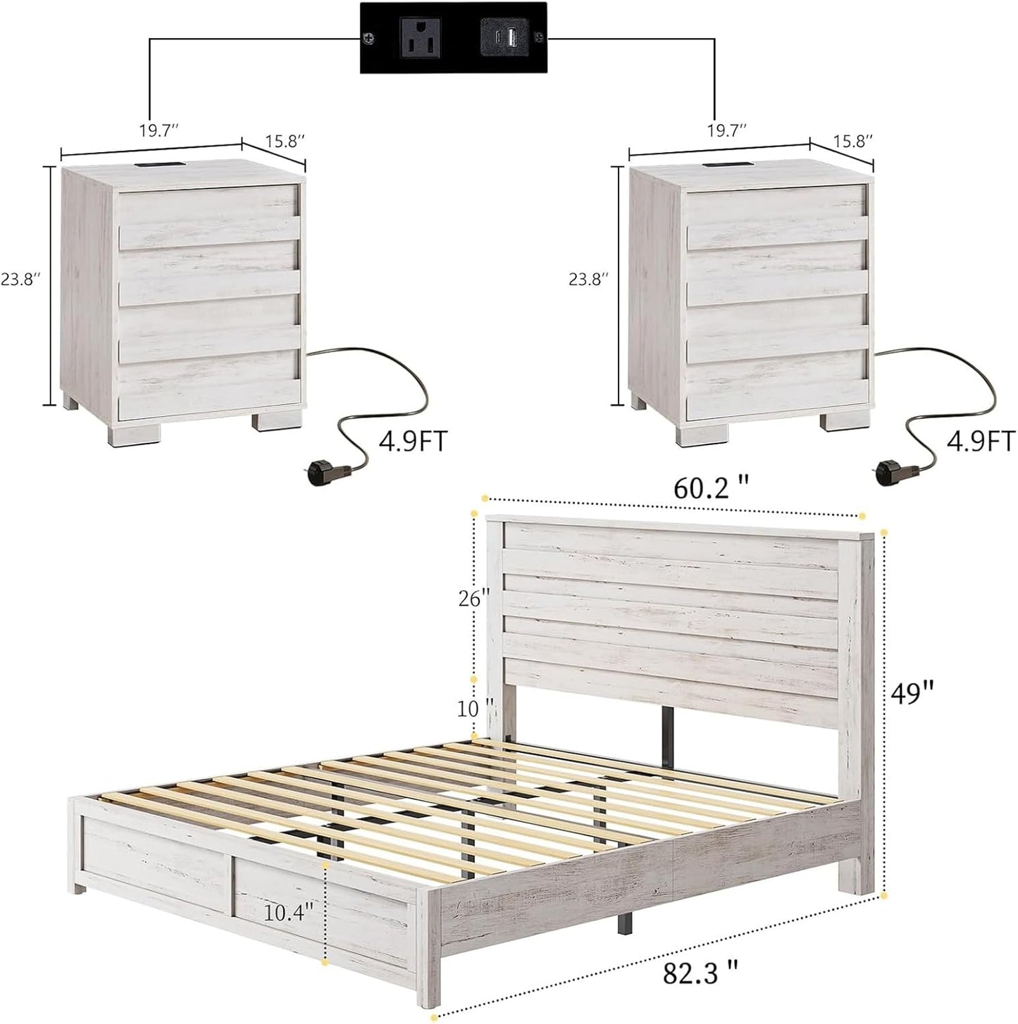 Luxoax 3 Pcs Bedroom Furniture Sets - Canva Home