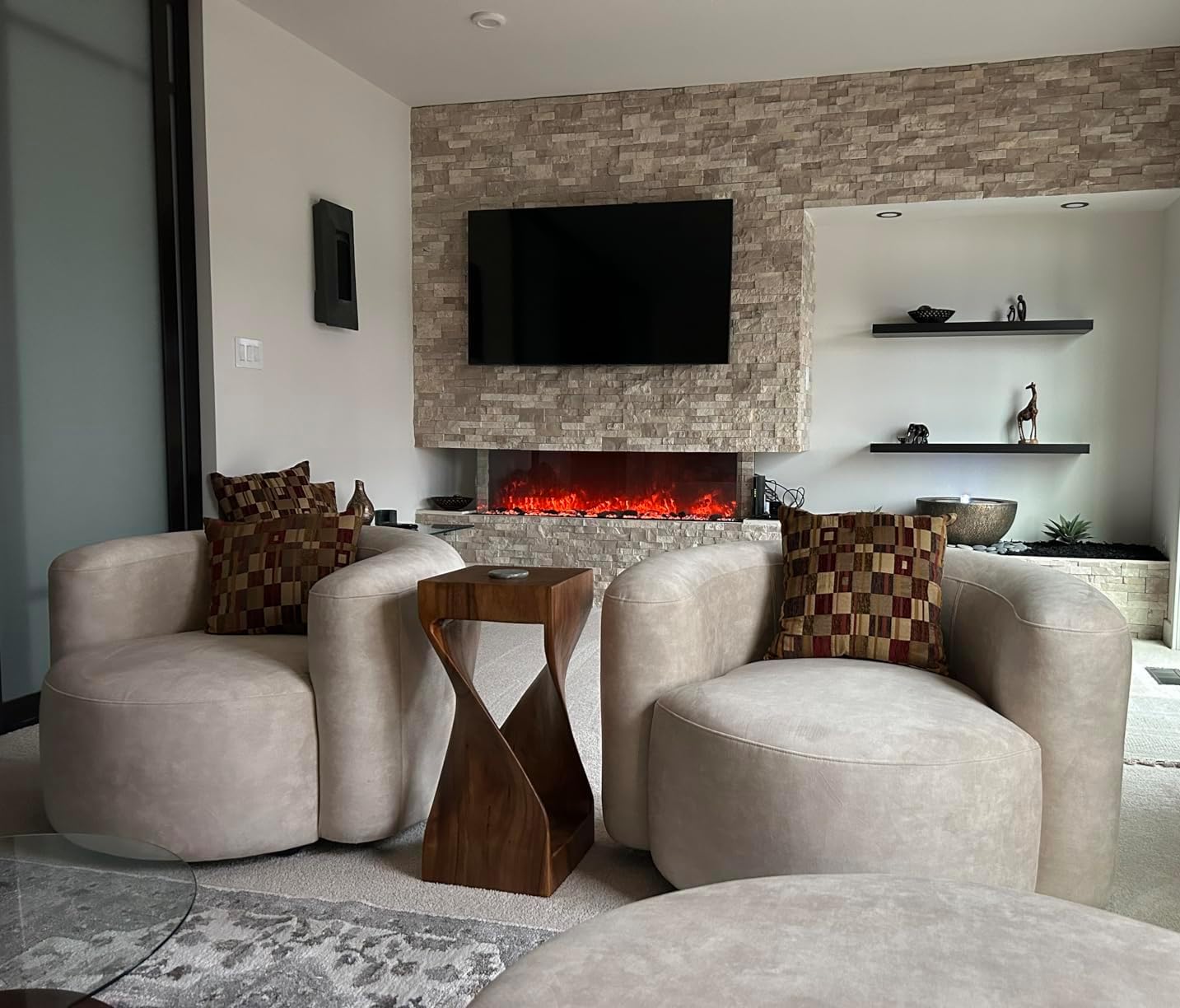 Modern Wool-Like T-Shape Couch