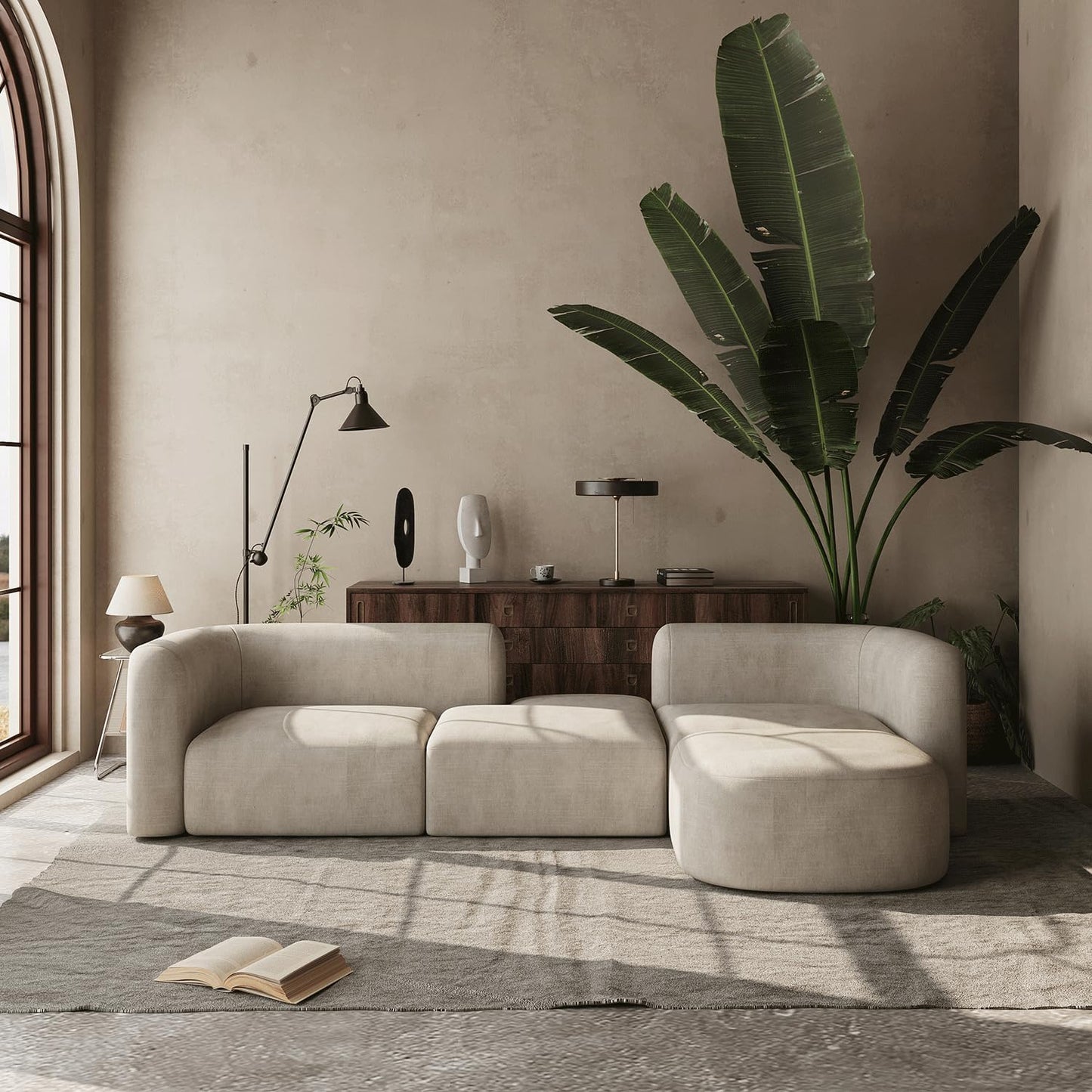 Acann Luxury Modern Tight Curved Back Velvet Sofa