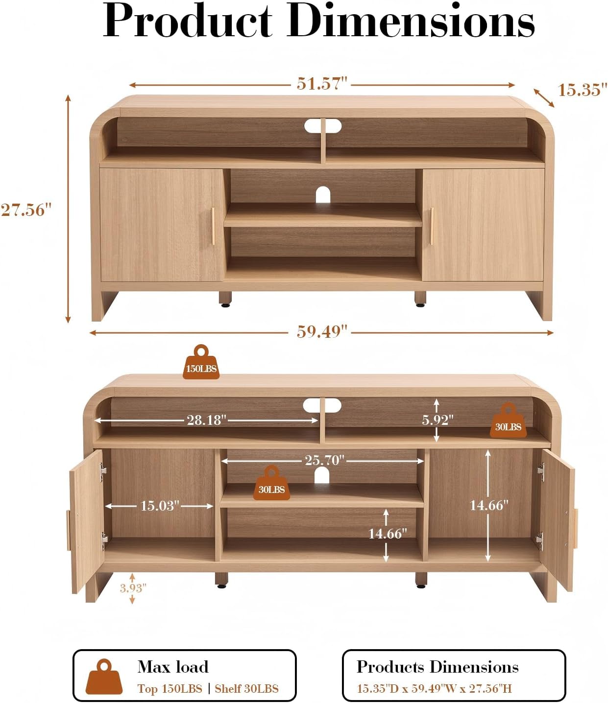 Ellie 59.5" Curved TV Stand