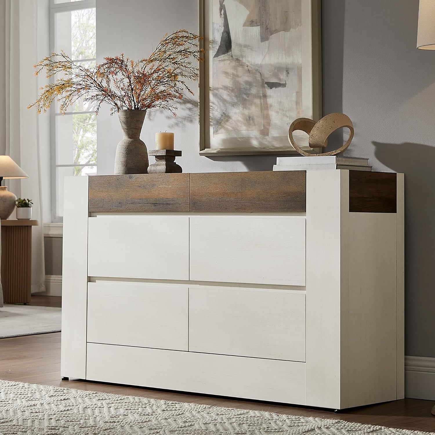 54” Wide Chest Modern 6 Drawers Dresser with Handleless - Canva Home