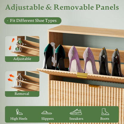 Xixini Shoe Storage Cabinet for Entryway with 2 Flip Drawers - Canva Home