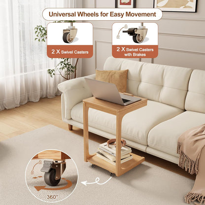 Aqimuele Wooden C-Shaped End Table