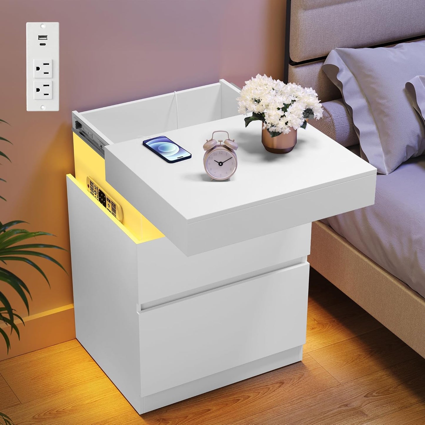 Modern Bedside Table with 2 Drawers