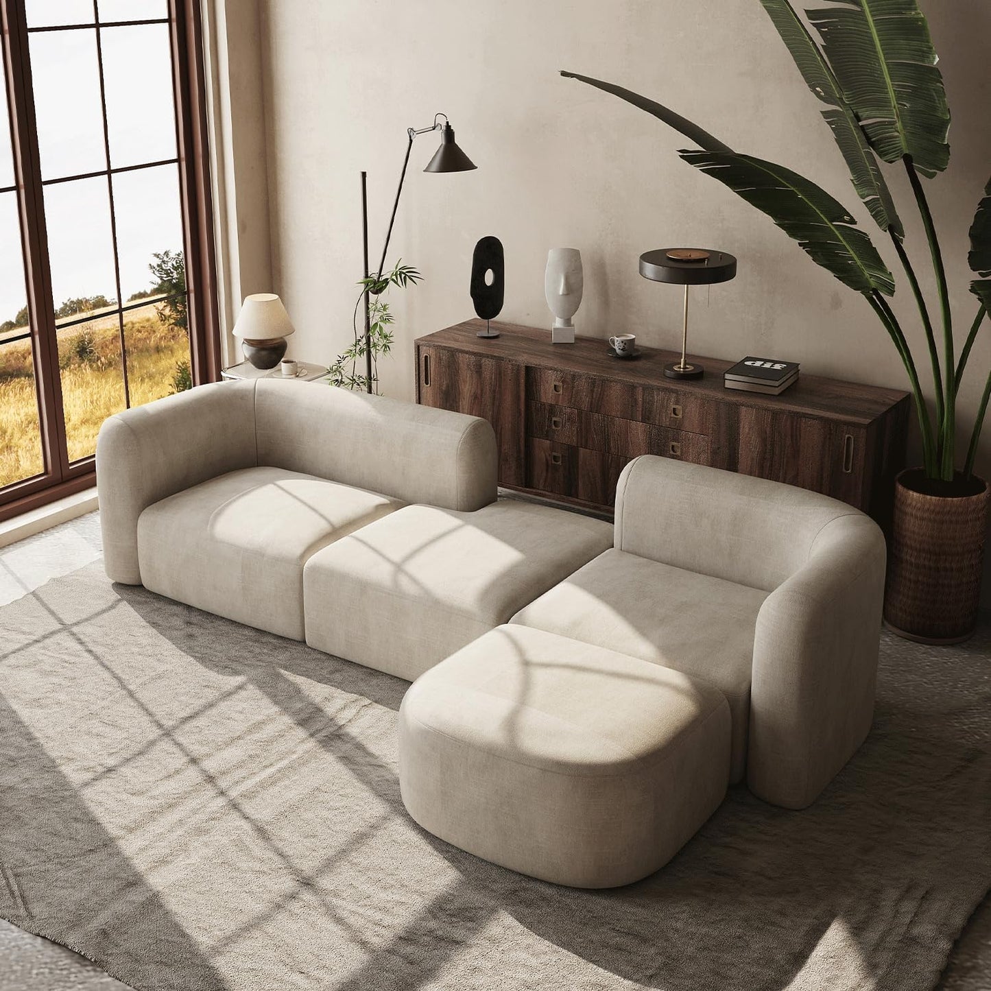 Acann Luxury Modern Tight Curved Back Velvet Sofa
