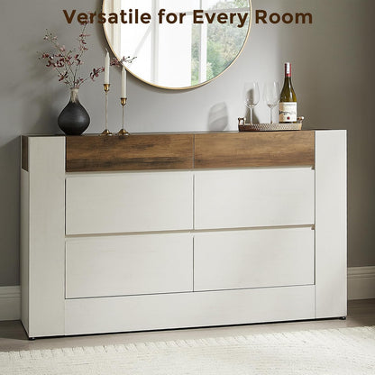 54” Wide Chest Modern 6 Drawers Dresser with Handleless - Canva Home