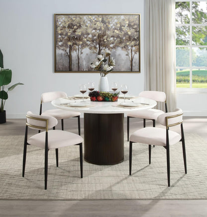 Upholstered Side Chair in Beige & Black