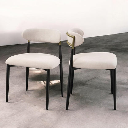Upholstered Side Chair in Beige & Black