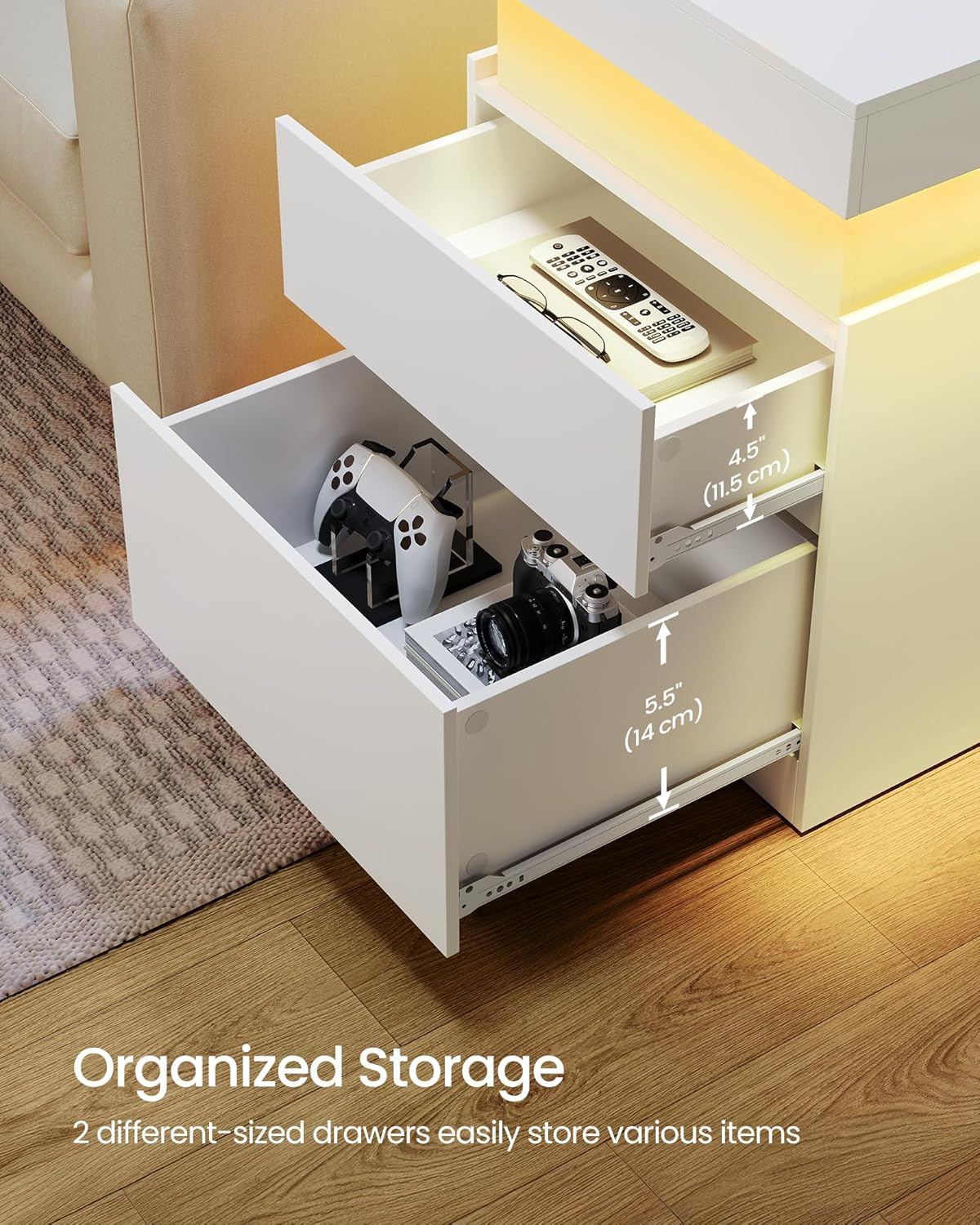 Modern Bedside Table with 2 Drawers