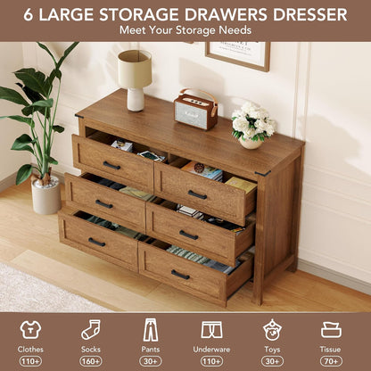 EazeHome 3-Piece Bedroom Set – 6-Drawer Dresser & Set of 2 Nightstands