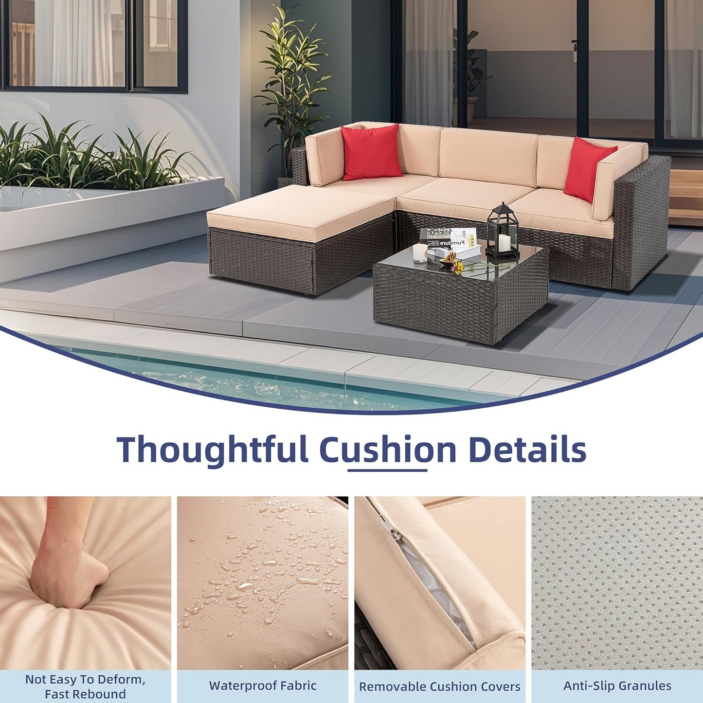 5 Piece Outdoor Patio Furniture Sets - Canva Home