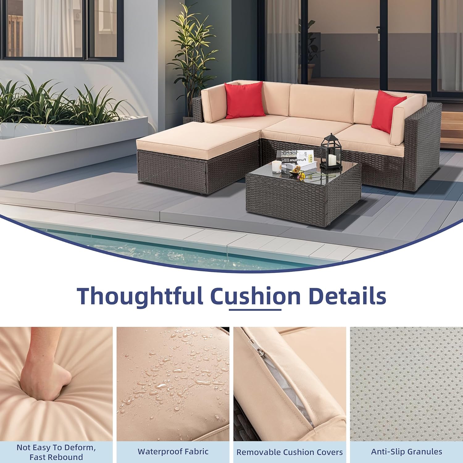 5 Piece Outdoor Patio Furniture Sets - Canva Home