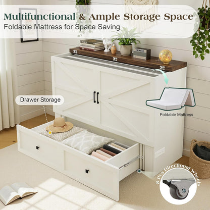 Queen Murphy Bed with 6" Tri-Fold Memory Foam Mattress