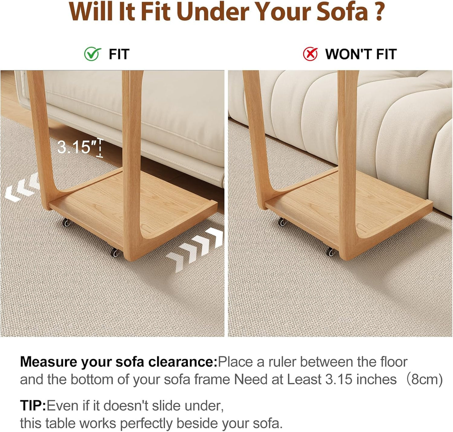 Aqimuele Wooden C-Shaped End Table