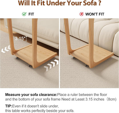 Aqimuele Wooden C-Shaped End Table