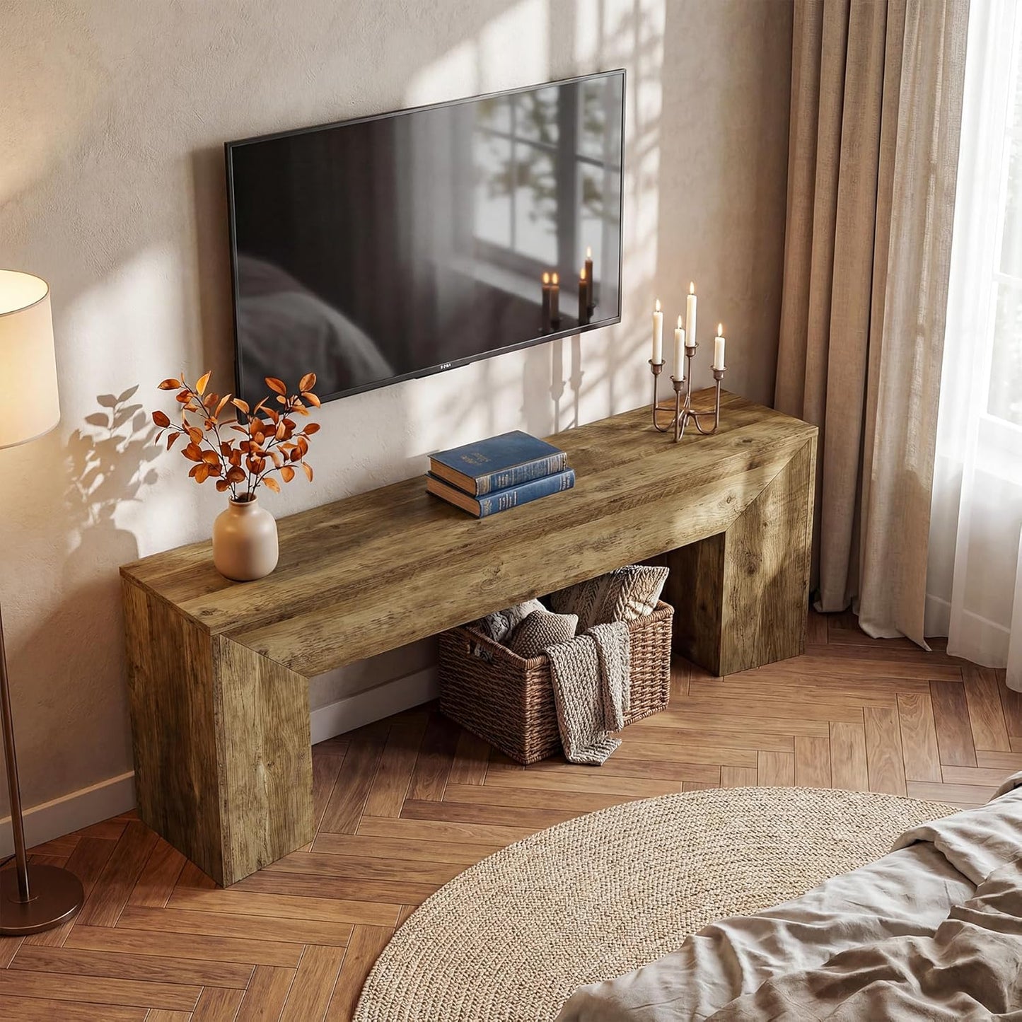 63" TV Stand with Hidden Metal Frame - Canva Home
