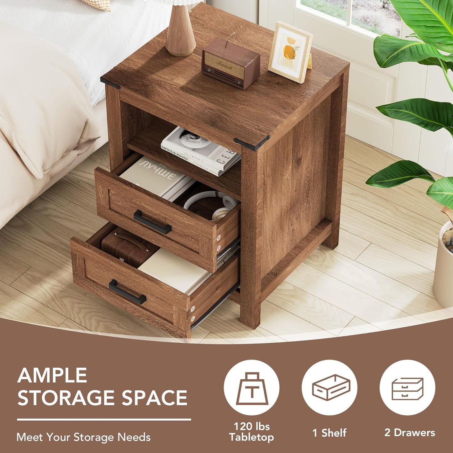 EazeHome 3-Piece Bedroom Set – 6-Drawer Dresser & Set of 2 Nightstands