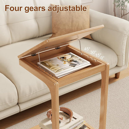 Aqimuele Wooden C-Shaped End Table