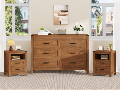 EazeHome 3-Piece Bedroom Set – 6-Drawer Dresser & Set of 2 Nightstands