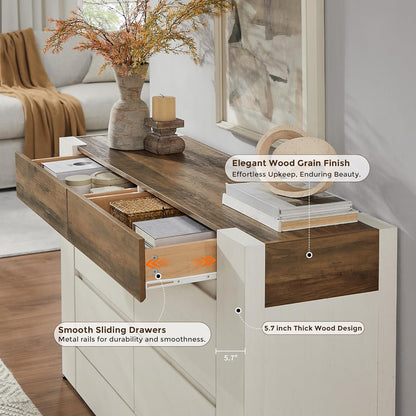 54” Wide Chest Modern 6 Drawers Dresser with Handleless - Canva Home